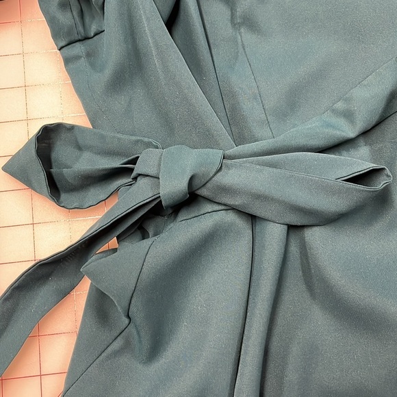 CITY CHIC Opulent Long SLV Teal Blue Wrap Career/Party Midi Dress SZ XL/22 - Picture 13 of 16